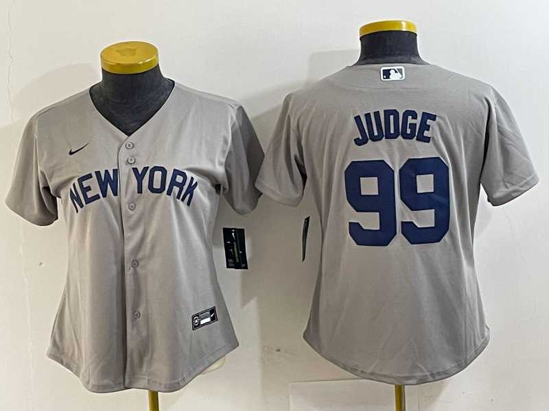 Womens New York Yankees #99 Aaron Judge Name 2021 Grey Field of Dreams Cool Base Stitched Jersey->mlb womens jerseys->MLB Jersey